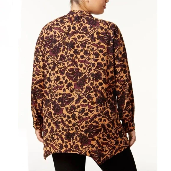 MELISSA MCCARTHY Floral Tunic Blouse 2X Asymmetric Hem Work Office Spring Boho - Picture 13 of 15